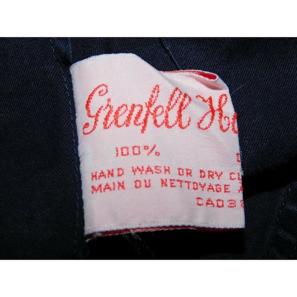 Vintage Grenfill Handicraft Blue Rainbow Trim Hooded Jacket Cotton Womens M / L - Picture 2 of 10